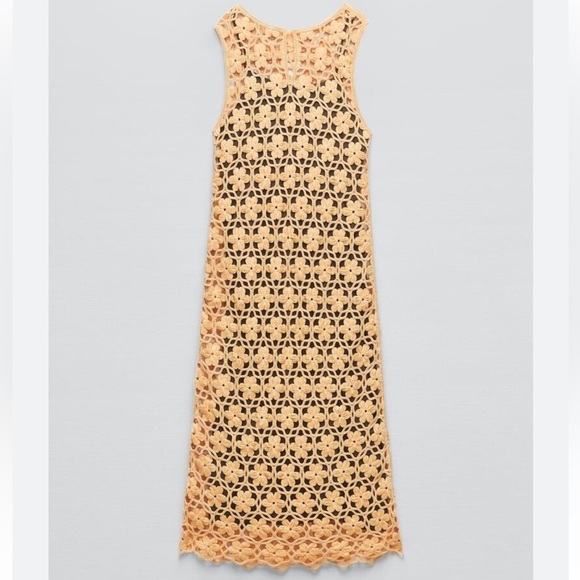 Zara Long Floral Knit Dress - Picture 4 of 8